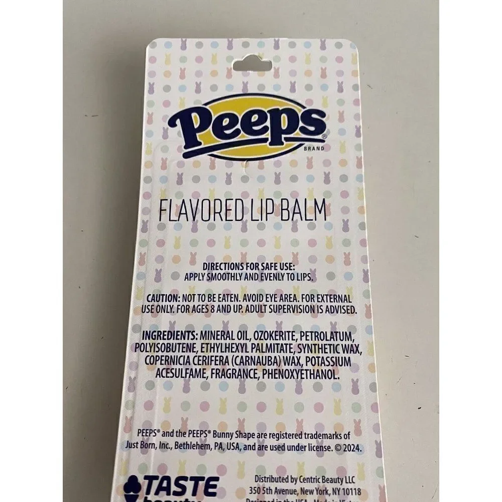 8 Pack Peeps Flavored Lip Balm Easter Basket Stuffer‎ Cotton Candy Vanilla Grape